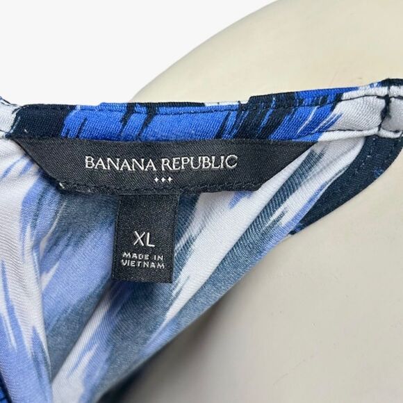 Banana Republic Blue and Black Sleeveless Spaghetti Strap Knee Length Dress Tie - Picture 5 of 7